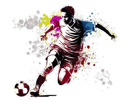 194643688 abstract soccer player running with the ball from splash of watercolors vector illustration of 1