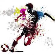 194643688 abstract soccer player running with the ball from splash of watercolors vector illustration of 1