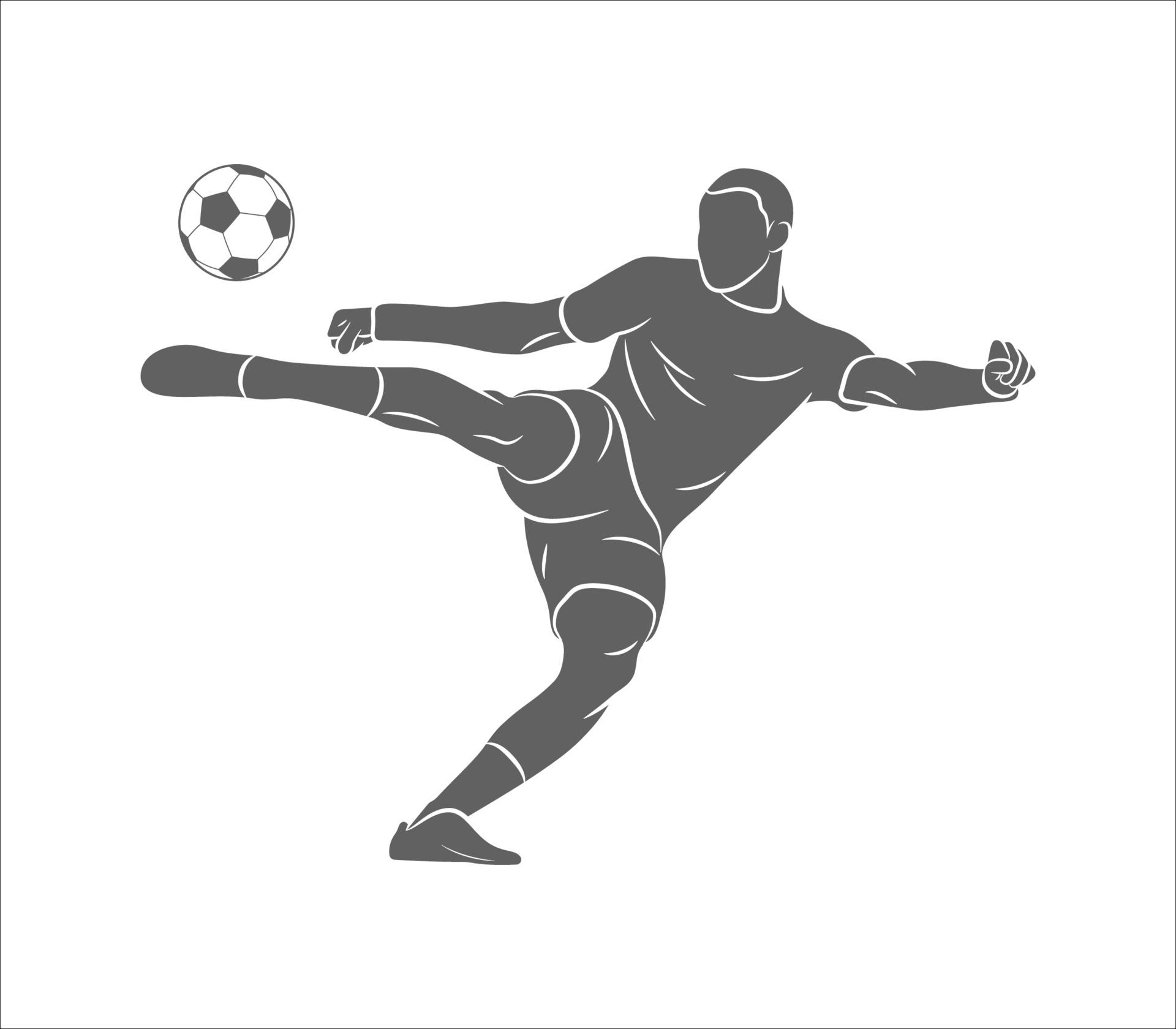 2173435 silhouette joueur de football tir rapide un ballon sur un fond blanc illustration vectoriel